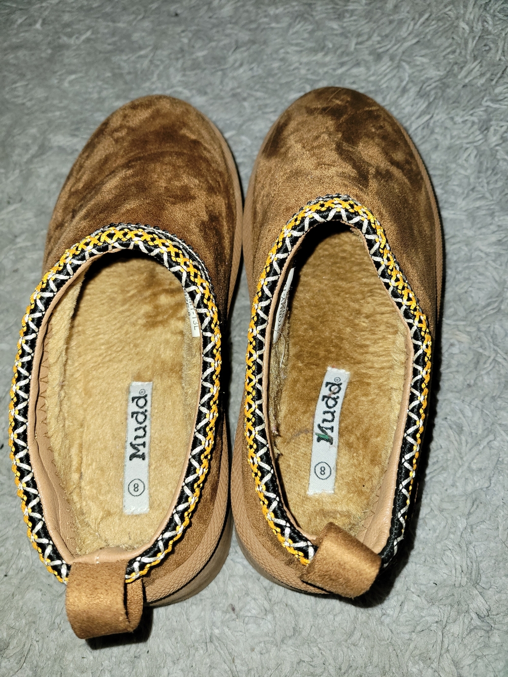 Mudd Cozy Faux-Suede Slip-On Slippers in Brown